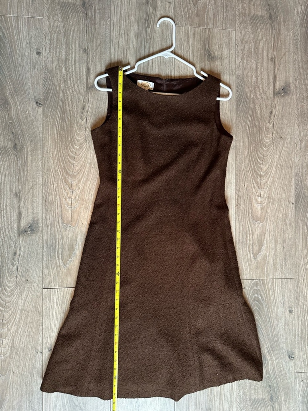 Talbots Petites Chocolate Brown Wool Sleeveless Midi A-Line Dress - Picture 3 of 10